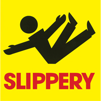 "Slippery" Traffic Cone Message Label, Adhesive, English with Pictogram Les Fournitures Industrielles Méga