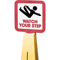 "Watch Your Step" Traffic Cone Message Label, Adhesive, English with Pictogram Les Fournitures Industrielles Méga