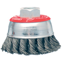 Brosse boisseau &agrave; fils li&eacute;s et nou&eacute;s &agrave; haute performance, 3" dia. x 10mm x 1,25" arbre Les Fournitures Industrielles Méga