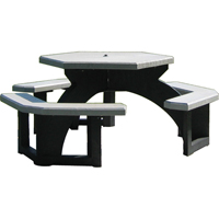 Tables de pique-nique hexagonales en plastique recycl&eacute;, 78" lo x 78" la, Gris Les Fournitures Industrielles Méga