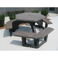 Tables de pique-nique hexagonales en plastique recycl&eacute;, 78" lo x 78" la, Brun Les Fournitures Industrielles Méga