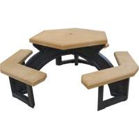 Tables de pique-nique hexagonales en plastique recycl&eacute;, 78" lo x 78" la, C&egrave;dre Les Fournitures Industrielles Méga