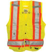 Surveyor Safety Vest, High Visibility Lime-Yellow, Large, Polyester Les Fournitures Industrielles Méga