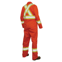 Unlined Safety Coveralls, Large, High Visibility Orange Les Fournitures Industrielles Méga