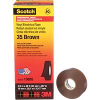 Scotch&reg; Vinyl Colour Coding Electrical Tape, 19 mm (3/4") W x 20 m (66') L, 7 mils, Brown Les Fournitures Industrielles Méga