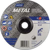 Depressed Centre Metal Grinding Wheels, 7" x 1/4", 7/8" Arbor, Aluminum Oxide, Type 27 Les Fournitures Industrielles Méga