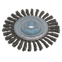 Brosses &eacute;conomiques &agrave; fil nou&eacute;s &agrave; haute vitesse pour cordons de soudure, Dia. 5", Fils 0,02", Arbre 5/8"-11, Acier Les Fournitures Industrielles Méga