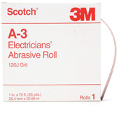 Rouleau abrasif pour &eacute;lectricien A-3 Scotch, Oxyde d'aluminium, 1" la x 75' lo, Grain 120 Les Fournitures Industrielles Méga