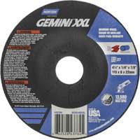 Meule XXL Gemini, 4-1/2" x 1/4", Arbre 7/8", Oxyde d'aluminium, Type 27 Les Fournitures Industrielles Méga