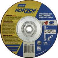 Disque de meulage et tronçonnage NorZon Plus SGZ, 7" x 1/8", Arbre de 5/8"-11, Type 27, C&eacute;ramique d'alumine Les Fournitures Industrielles Méga
