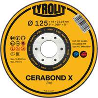 Meule &agrave; tronçonner pour acier et acier inoxydable CERABOND X, 4-1/2" x 0,45", Arbre de 7/8", Type 1, C&eacute;ramique, 12250 Tr/min Les Fournitures Industrielles Méga