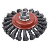 Brosse concave &agrave; fils nou&eacute;s torsad&eacute;s, Dia. 4", Fils 0,02", Arbre 5/8"-11, Acier Les Fournitures Industrielles Méga