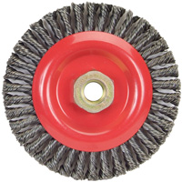 Brosse &agrave; fils nou&eacute;s pour cordons de soudure pour meuleuse angulaire, Dia. 5", Fils 0,02", Arbre 5/8"-11, Acier Les Fournitures Industrielles Méga