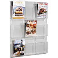 Literature Displays, Wall Mount, 9 Slots, Plastic, 30" W x 2" D x 36-7/8" H Les Fournitures Industrielles Méga