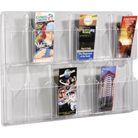 Literature Displays, Wall Mount, 12 Slots, Plastic, 30" W x 2" D x 20-3/8" H Les Fournitures Industrielles Méga