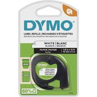 Labels for LetraTag Plus LT100-H, 12 mm x 13', Black on White Les Fournitures Industrielles Méga
