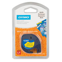 Labels for LetraTag Plus LT100-H, 12 mm x 13', Black on Yellow Les Fournitures Industrielles Méga