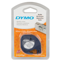 Labels for LetraTag Plus LT100-H, 12 mm x 13', Black on Silver Les Fournitures Industrielles Méga