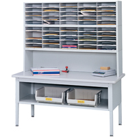 E-z Sort&reg; Mailroom Furniture-sorting Tables With Shelf-base Table With Shelf, 60" W x 28" D x 36" H, Laminate Les Fournitures Industrielles Méga