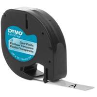 Labels for LetraTag Plus LT100-H, 12 mm x 157-12/25", Black on Clear Les Fournitures Industrielles Méga