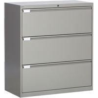 Classeur lat&eacute;ral, Acier, 3 tiroirs, 36" la x 18" p x 40-1/16" h, Gris Les Fournitures Industrielles Méga