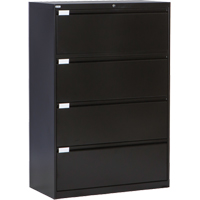Classeur lat&eacute;ral, Acier, 4 tiroirs, 36" la x 18" p x 53-3/8" h, Noir Les Fournitures Industrielles Méga