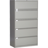Classeur lat&eacute;ral, Acier, 5 tiroirs, 36" la x 18" p x 65-1/2" h, Gris Les Fournitures Industrielles Méga