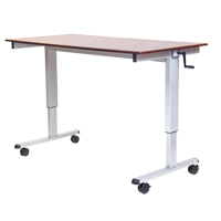 Postes de travail ajustables pour travail assis et debout , , 48-1/2" h x 48" la x 32-1/2" p, Noyer Les Fournitures Industrielles Méga