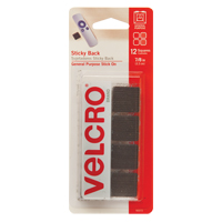 Fastener Squares, Hook & Loop, 7/8" Dia., Adhesive, Black Les Fournitures Industrielles Méga