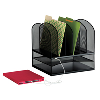 Organisateur de bureau avec alimentation USB Onyx Les Fournitures Industrielles Méga