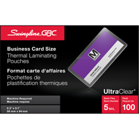 Pochettes lamin&eacute;es pour cartes d'affaires Swingline UltraClear Les Fournitures Industrielles Méga