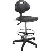 Tabouret robuste et ergonomique, Stationnaire, Ajustable, 39” - 48”, Polyur&eacute;thane Si&egrave;ge, Noir Les Fournitures Industrielles Méga