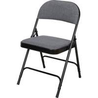 Chaise pliante de luxe en tissu rembourr&eacute;e, Acier, Gris, Capacit&eacute; 300 lb Les Fournitures Industrielles Méga