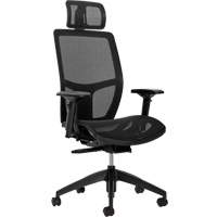 Format+ High-Back Weight-Sensing Synchro-Tilter with Headrest, Mesh, Black, 300 lbs. Capacity Les Fournitures Industrielles Méga