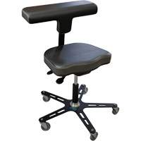 Chaise ergonomique industrielle VEGA-T, Mobile, Ajustable, Vinyle Si&egrave;ge, Noir Les Fournitures Industrielles Méga