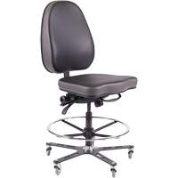 Chaise industrielle ergonomique TF180, Mobile, Ajustable, Vinyle Si&egrave;ge, Noir Les Fournitures Industrielles Méga