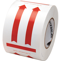 &eacute;tiquettes pour traitement sp&eacute;cial a/pictogramme Ce c&ocirc;t&eacute; vers le haut, 6" lo x 4" la, Rouge/blanc Les Fournitures Industrielles Méga