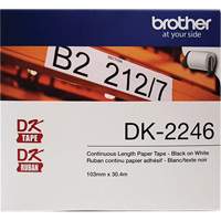 Continuous Paper Tape Labels, 103 mm x 100'/30.4 m, Black on White Les Fournitures Industrielles Méga
