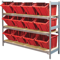 Wide Span Shelving with Jumbo Plastic Bins, Steel, Boltless, Starter, 66" W x 60" H x 18" D Les Fournitures Industrielles Méga