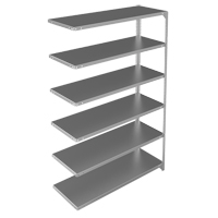 Shelving Unit, Galvanized Steel, Slotted Angle, Add-On, 48" W x 72" H x 18" D Les Fournitures Industrielles Méga