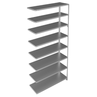 Shelving Unit, Galvanized Steel, Slotted Angle, 300 lbs. Capacity, 48" W x 96" H x 15" D Les Fournitures Industrielles Méga