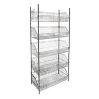 &eacute;tag&egrave;re &agrave; paniers-tablettes en treillis m&eacute;tallique, Tiers 5, 48" la x 74" h x 24" p Les Fournitures Industrielles Méga