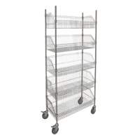 Chariot &agrave; tablette avec panier en treillis, Tiers 5, 36" la x 80" h x 18" p Les Fournitures Industrielles Méga