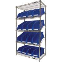 &eacute;tag&egrave;re en treillis m&eacute;tallique &agrave; tablettes inclin&eacute;es avec bacs, Tiers 5, 36" la x 63" h x 18" p Les Fournitures Industrielles Méga