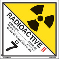 TDG Shipping Labels, Class 7, Radioactive II, Paper Les Fournitures Industrielles Méga
