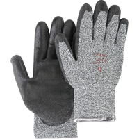 Salt & Pepper Knit Gloves With Black Palm Coating, Size Small/7, Polyurethane Coated, HPPE Shell, ANSI/ISEA 105 Level 2 Les Fournitures Industrielles Méga
