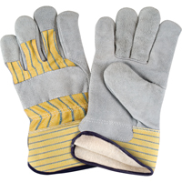 Gants d'ajusteur doubl&eacute;s pour l'hiver, T-Grand, Paume en Cuir de vache refendu, Doublure en Molleton de coton Les Fournitures Industrielles Méga