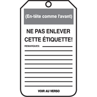 Lockout Tags, Cardstock, 3-1/8" W x 5-7/8" H, French Les Fournitures Industrielles Méga