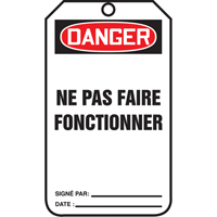Lockout Tags, Cardstock, 3-1/8" W x 5-7/8" H, French Les Fournitures Industrielles Méga