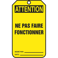 Lockout Tags, Cardstock, 3-1/8" W x 5-7/8" H, French Les Fournitures Industrielles Méga